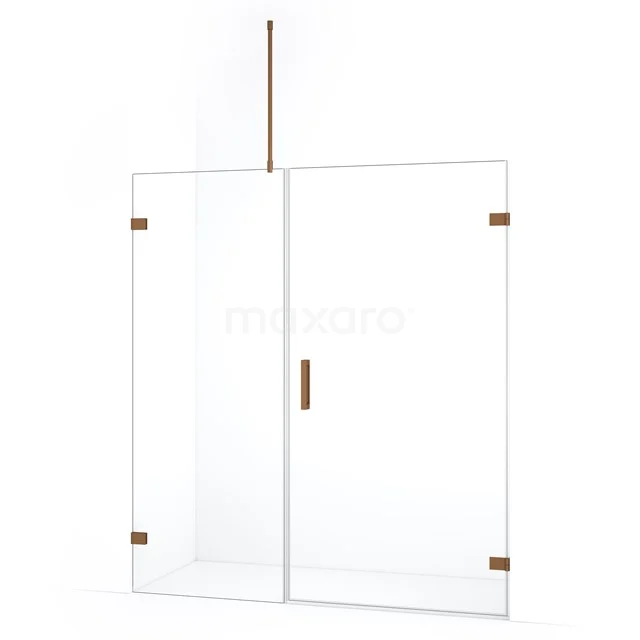 Diamond Duschtür | 165 cm Kupfer Klarglas Drehtür DDC221007720KP Glas Duschwand mit Ecktür, minimalistisches Design, goldfarbene Akzente, ideal für ein modernes Badezimmer.
