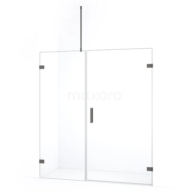 Diamond Douchedeur | 155 cm Zwart metaal Helder glas Draaideur DDC220907720ZM