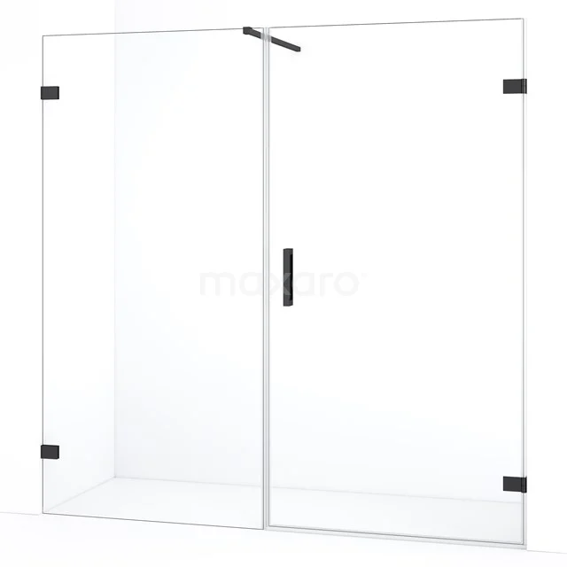 Diamond Duschtür | 195 cm Schwarzchrom Klarglas Drehtür DDC221010120BC Glas Duschwand mit Schwarz Akzenten, minimalistisches Design, perfekt für eine moderne Badezimmergestaltung.