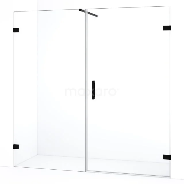 Diamond Shower door | 185 cm Matte black Clear glass Pivot door DDC221009120MB