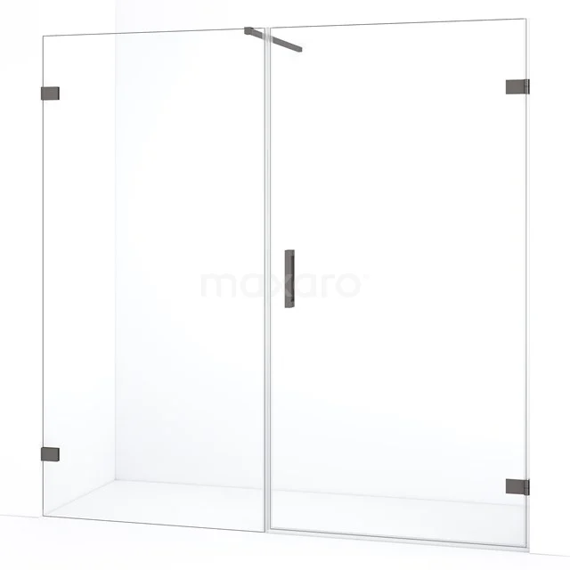 Diamond Duschtür | 185 cm Schwarzes Metall Klarglas Drehtür DDC220910120ZM Klares Glas Duschwand mit eleganten schwarzen Akzenten, ideal für ein modernes Badezimmer, hergestellt aus hochwertigem Sicherheitsglas.