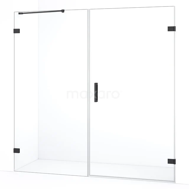 Diamond Duschtür | 185 cm Schwarzchrom Klarglas Drehtür DDC221009220BC Glas Duschwand mit Matt Schwarz Beschlägen und Schiebetür, modernes Design perfekt für ein stilvolles Badezimmer.