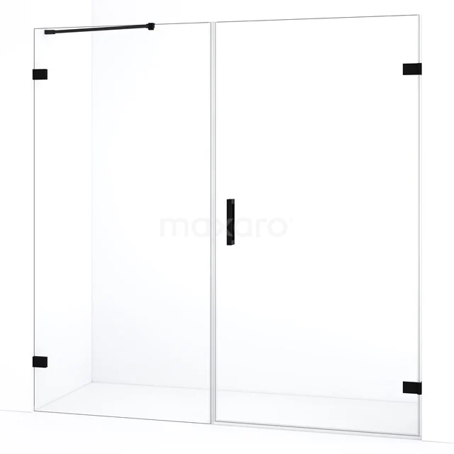 Diamond Shower door | 185 cm Matte black Clear glass Pivot door DDC221009220MB