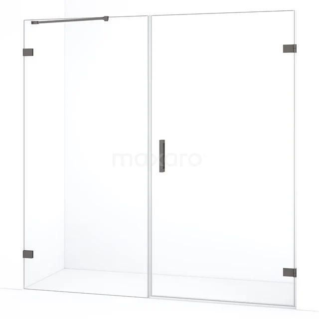 Diamond Douchedeur | 175 cm Zwart metaal Helder glas Draaideur DDC220909220ZM