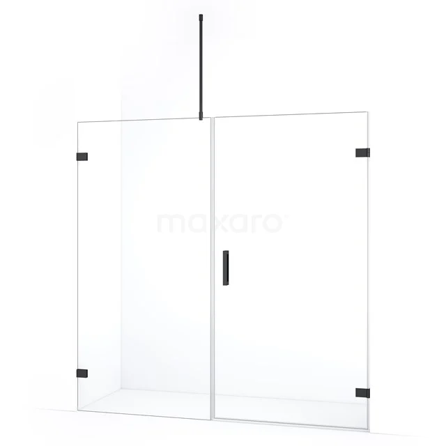 Diamond Shower door | 195 cm Black chrome Clear glass Pivot door DDC221010720BC