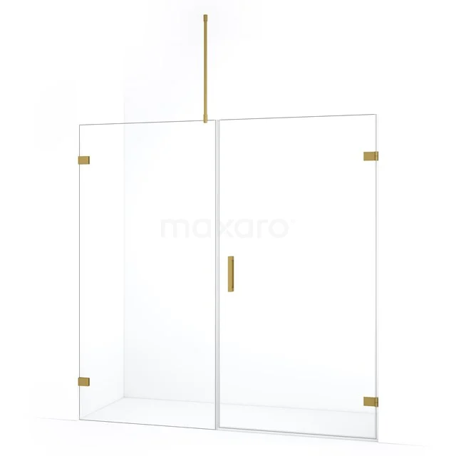 Duschtür Diamond DDC220910720GG Glas Duschewand mit goldfarbenen Scharnieren und Haltegriff, moderner Badezimmerstil, klares gehärtetes Sicherheitsglas.