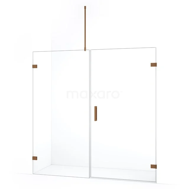 Diamond Shower door | 185 cm Copper Clear glass Pivot door DDC221009720KP