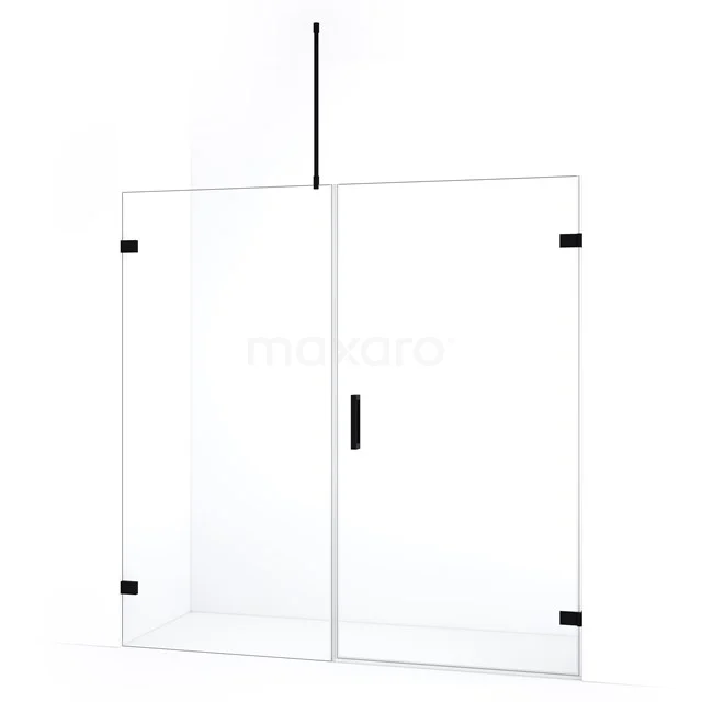 Duschtür Diamond DDC221009720MB Glas Duschwand mit Schwarz Akzenten, Drehtür und Stabilisationsstange, modernes Design für ein stilvolles Badezimmer.