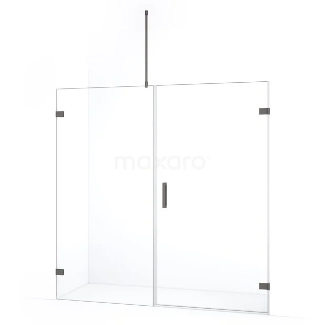 Diamond Douchedeur | 175 cm Zwart metaal Helder glas Draaideur DDC220909720ZM