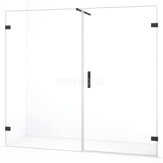 Diamond Douchedeur | 195 cm Zwart chroom Helder glas Draaideur DDC220911120BC