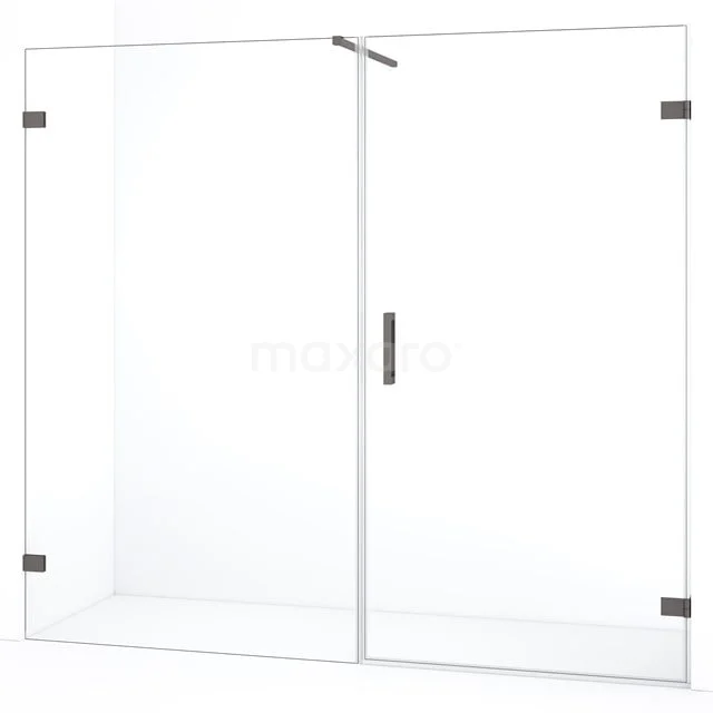 Diamond Douchedeur | 195 cm Zwart metaal Helder glas Draaideur DDC220911120ZM