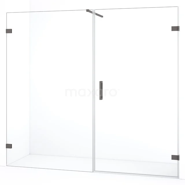 Diamond Douchedeur | 205 cm Zwart metaal Helder glas Draaideur DDC220912120ZM