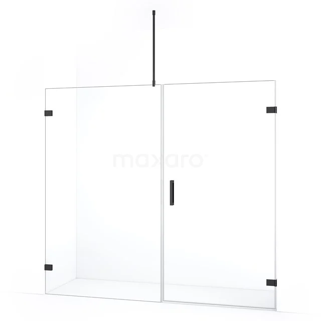 Diamond Shower door | 215 cm Black chrome Clear glass Pivot door DDC221012720BC