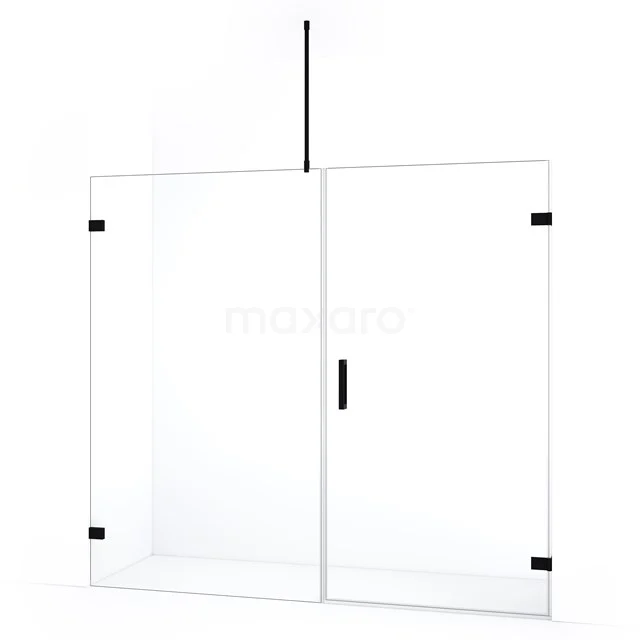 Diamond Shower door | 215 cm Matte black Clear glass Pivot door DDC221012720MB