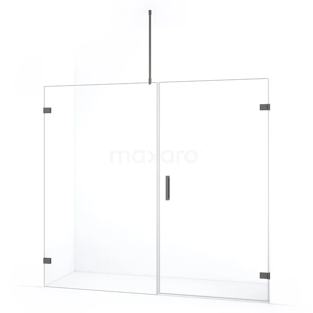 Diamond Douchedeur | 195 cm Zwart metaal Helder glas Draaideur DDC220911720ZM