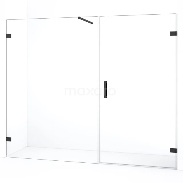 Diamond Douchedeur | 215 cm Zwart chroom Helder glas Draaideur DDC220913120BC