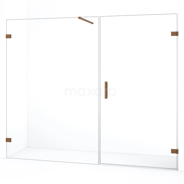 Diamond Shower door | 235 cm Copper Clear glass Pivot door DDC221014120KP