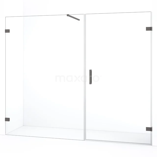 Diamond Duschtür | 225 cm Schwarzes Metall Klarglas Drehtür DDC221013120ZM Glas Duschwand mit Drehtür, klares Sicherheitsglas, elegante schwarze Scharniere, modernes Design für jedes Badezimmer.