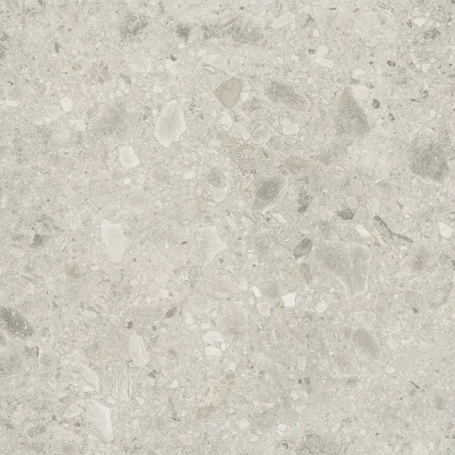 Rocker Elfenbein Wandfliese | 60x60cm Weiß Natursteinoptik 503-120101 Lichtgraue Badezimmerfliese mit subtilen Terrazzo-Muster, hergestellt aus nachhaltiger Keramik. Perfekt für moderne Badezimmerdesigns.