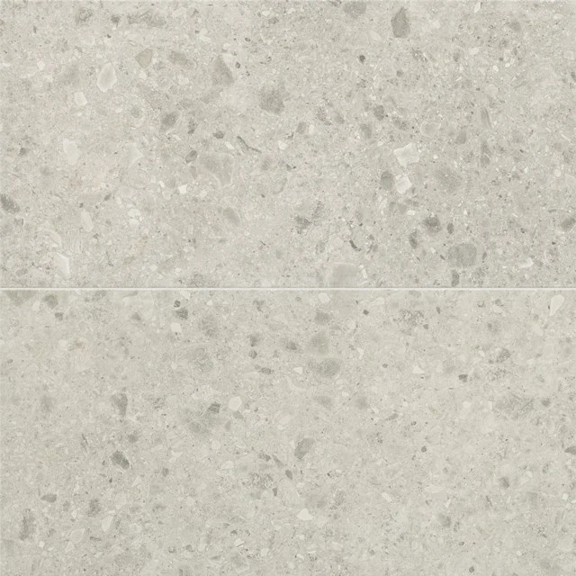 Rocker Elfenbein Wandfliese | 60x120cm Weiß Natursteinoptik 503-120201 Lichtgraue Keramikfliese mit Terrazzo-Look, ideal als strapazierfähige und stilvolle Badezimmeroberfläche.