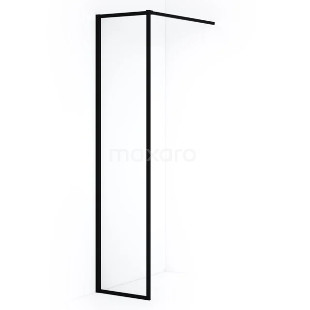 Luxe Schwarz matt eckige Duschwand mit Klarglas, ideal für einen modernen Badezimmerstil.