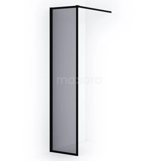 Diamond Walk-in shower | 30 cm Matte black Smoke glass Fixed wall IDA03111RMB