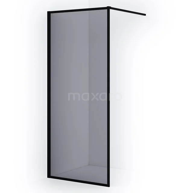 Diamond Walk-in shower | 80 cm Matte black Smoke glass Fixed wall IDA08111RMB
