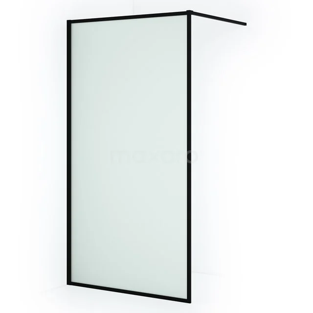 Begehbare Dusche Diamond 90cm aus mattem Sicherheitsglas mit Rahmen Matt Schwarz IDA09117RMB Matgläserne begehbare Duschwand mit schwarzem Aluminiumrahmen, perfekt für einen modernen Badezimmerstil.