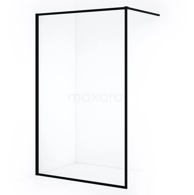 Schwarze, minimalistische Duschwand aus Glas, perfekt für eine moderne Badezimmergestaltung; stabile Aluminiumrahmung.