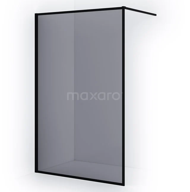 Schwarze Duschwand mit minimalistischem Rahmen aus matt schwarzem Aluminium, perfekte Ergänzung für ein modernes Badezimmer.