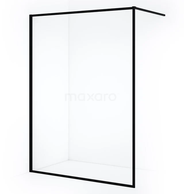 Begehbare Dusche Diamond 130cm aus klarem Sicherheitsglas mit Rahmen Matt Schwarz IDA13110RMB Schwarze industrielle begehbare Duschwand mit Klarglas, minimalistisches Design, ideal für ein modernes Badezimmer.