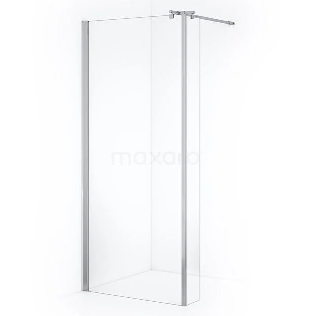 Zircon Comfort Walk-in shower | 80 cm Chrome Clear glass Fixed wall with side panel GH-0802013