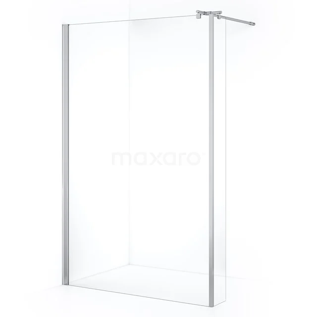 Zircon Comfort begehbare Dusche | 120 cm Chrom Feste Wand mit Seitenwand GH-1202013 Transparente Glas-Duschwand mit Aluminium-Profil, ideal für moderne Bäder, einschließlich Stabilisationsstange.