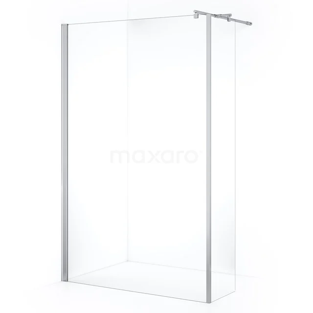 Klarer Duschwand aus Glas mit Aluminiumprofilen, minimalistisches Design, ideal für ein modernes Badezimmer.