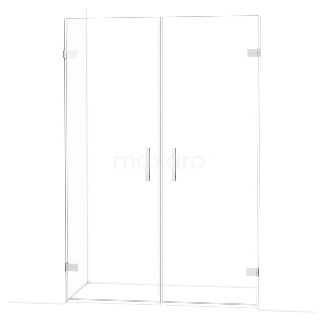 Glas Duschtür mit klarem Sicherheitsglas und chromierten Scharnieren, perfekt für ein modernes Badezimmer.