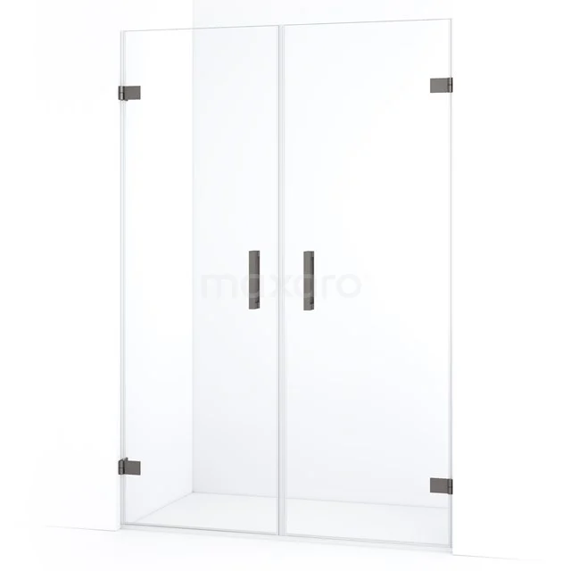 Diamond Douchedeur | 135 cm Zwart metaal Helder glas Draaideur DDE2070720ZM