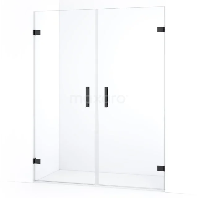 Diamond Shower door | 155 cm Black chrome Clear glass Pivot door DDE2080820BC