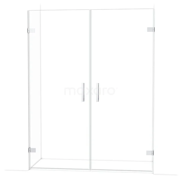 Glas Duschtür mit Scharnieren, klares Sicherheitsglas, modernes Design, ideal für einen klaren und großzügigen Badezimmerstil.