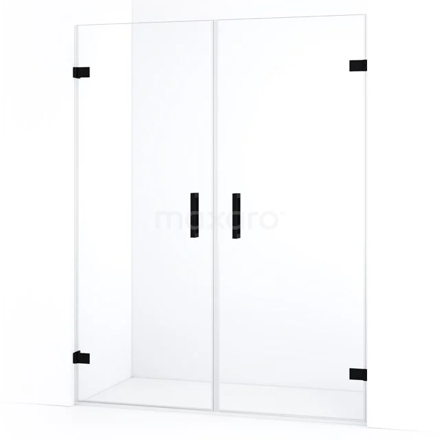 Diamond Shower door | 155 cm Matte black Clear glass Pivot door DDE2080820MB