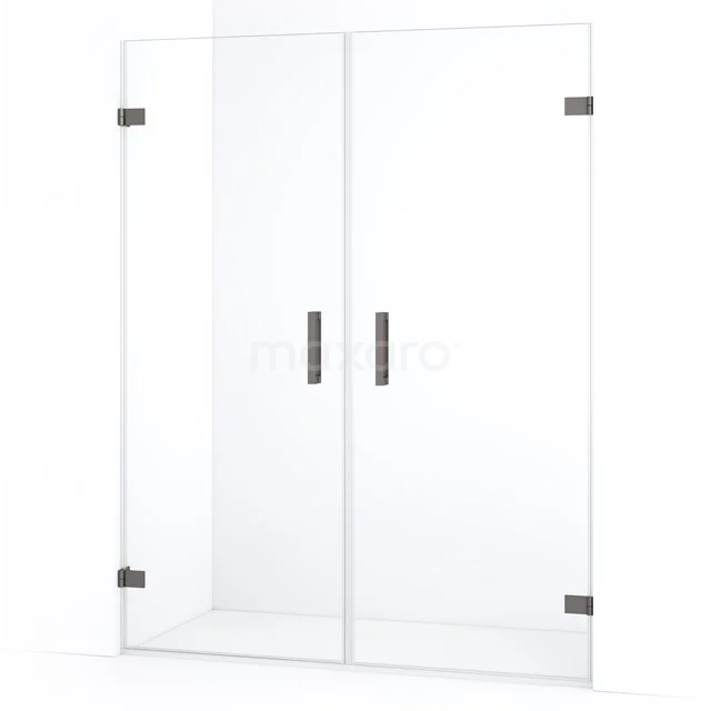 Diamond Shower door | 155 cm Black metal Clear glass Pivot door DDE2080820ZM