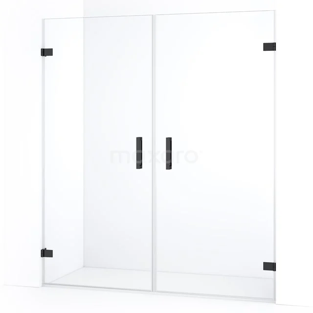 Diamond Shower door | 175 cm Black chrome Clear glass Pivot door DDE2090920BC
