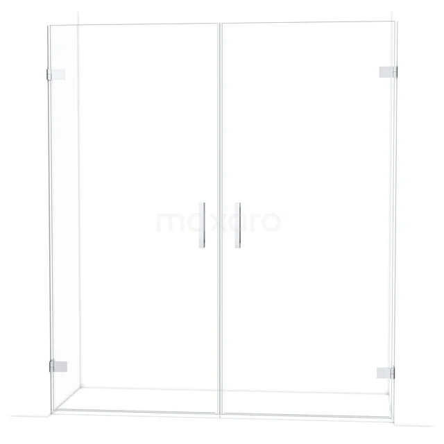 Helle Glaskabine mit Doppeltür, rostfreien Scharnieren und Haltegriffen, ideal für einen modernen Badezimmerstil.