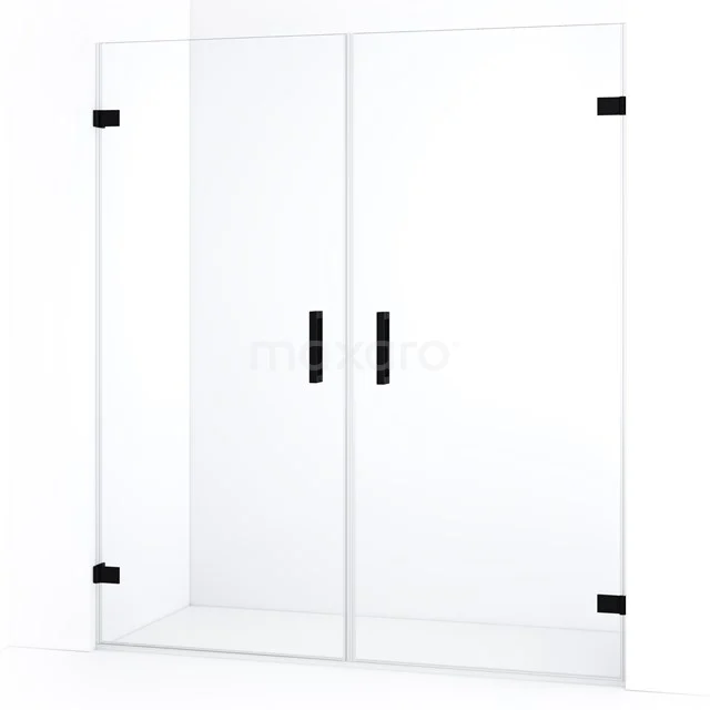 Diamond Shower door | 175 cm Matte black Clear glass Pivot door DDE2090920MB