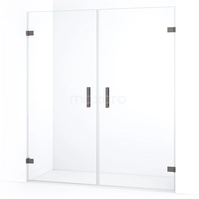 Diamond Douchedeur | 175 cm Zwart metaal Helder glas Draaideur DDE2090920ZM