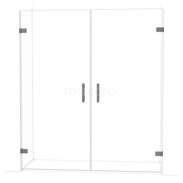 Duschtür Diamond DDE2090920ZM Duschwand aus Klarglas mit schwarzen Scharnieren und Haltegriffen, modernes Design, ideal für einen klaren Badezimmerstil.