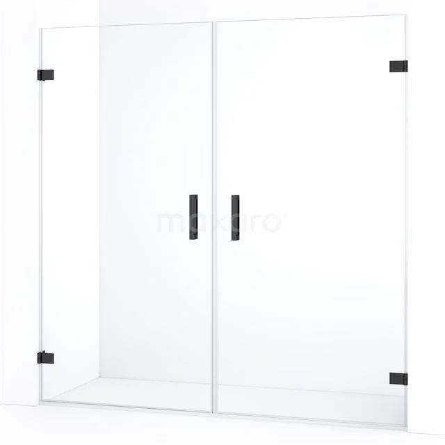 Diamond Shower door | 195 cm Black chrome Clear glass Pivot door DDE2101020BC
