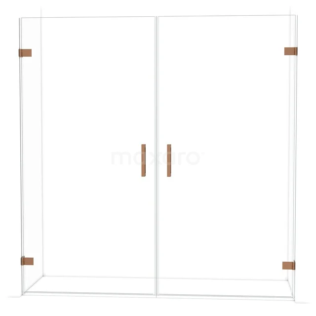 Glasene Duschtür mit Messingscharnieren und Haltegriff, modernes Design, perfekt für eine stilvolle Badezimmerabwicklung.