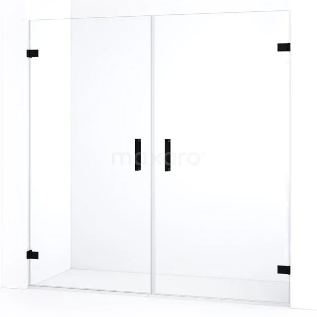 Diamond Shower door | 195 cm Matte black Clear glass Pivot door DDE2101020MB