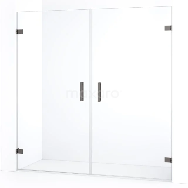 Diamond Shower door | 195 cm Black metal Clear glass Pivot door DDE2101020ZM