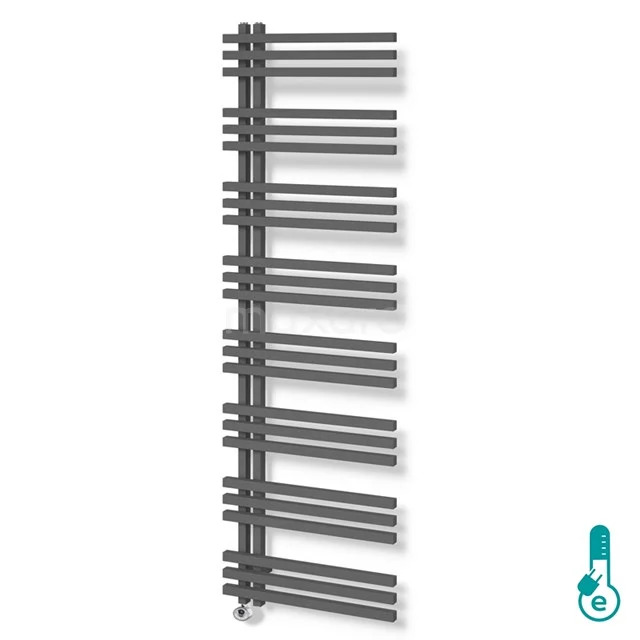 Modern, grey design radiator with horizontal tubes, perfect for stylish and efficient bathroom heating.